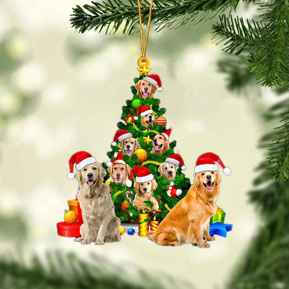 Golden Retriever-Xmas Tree&amp;Dog-Two Sided Ornament