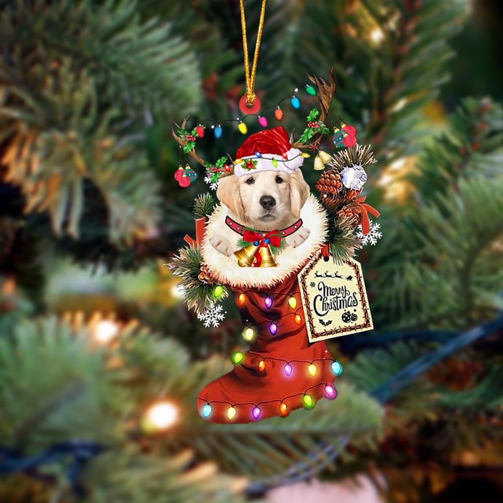 Golden Retriever 1-Xmas Boot-Two Sided Ornament