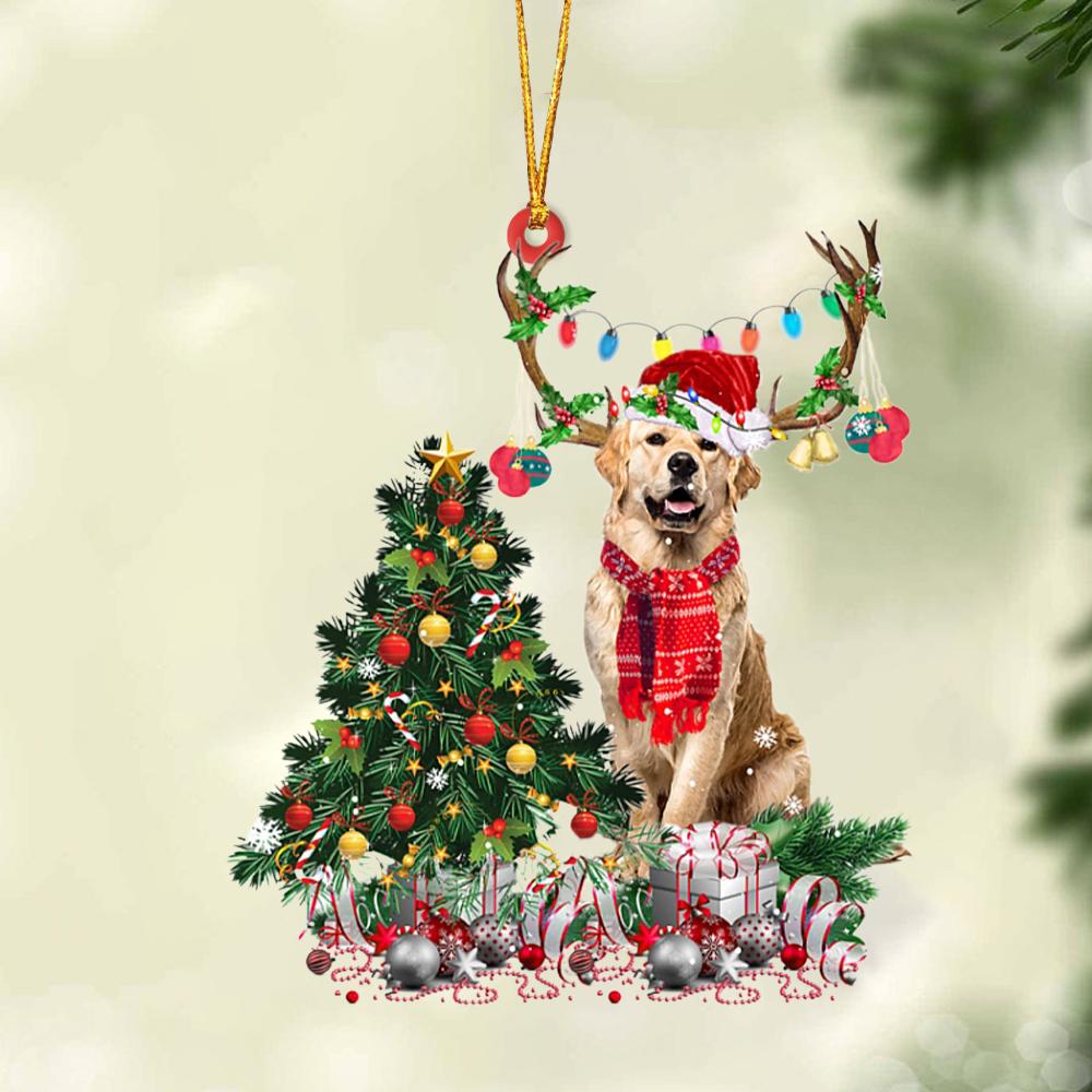 Golden Retriever 2-Christmas Tree Gift Hanging Ornament