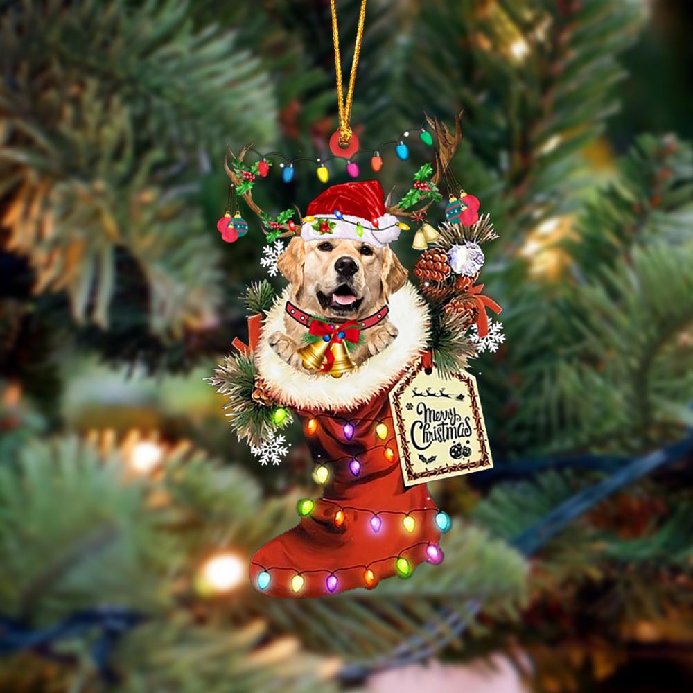 Golden Retriever 2-Xmas Boot-Two Sided Ornament