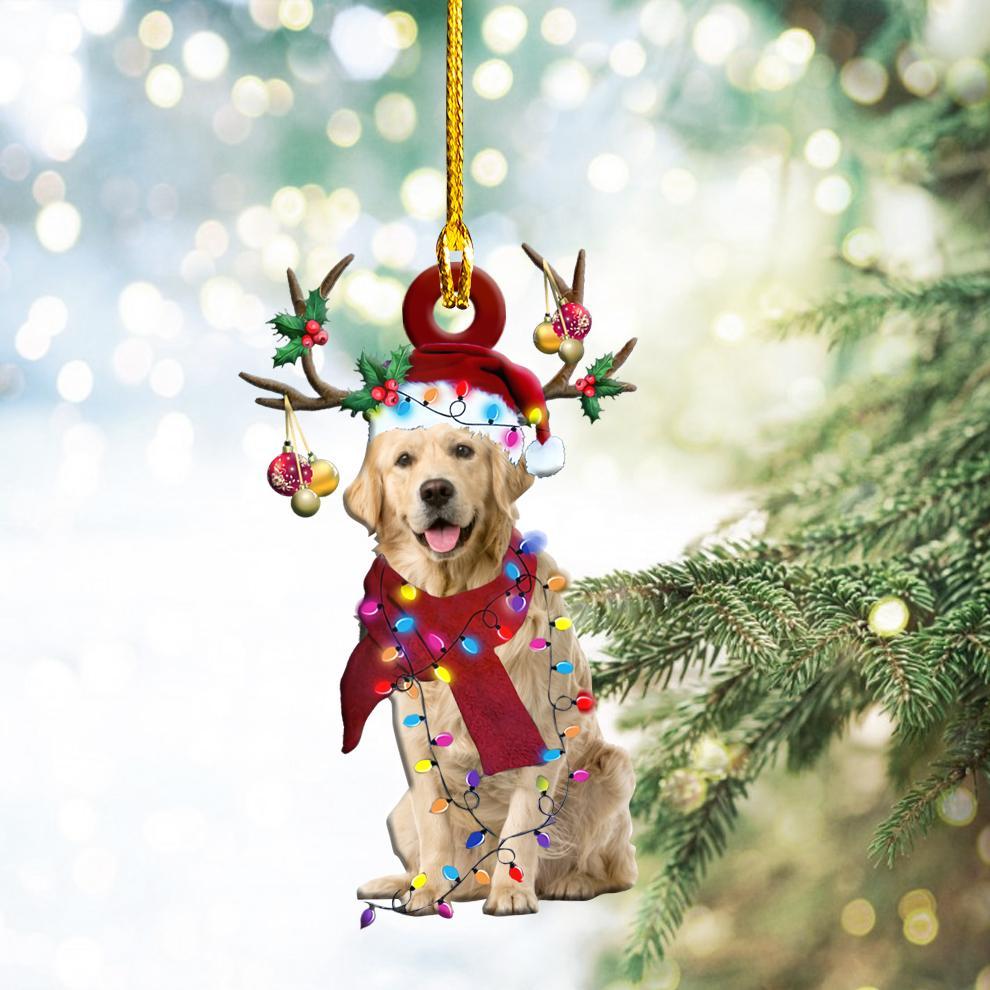 Golden Retriever Christmas  Shape Ornament