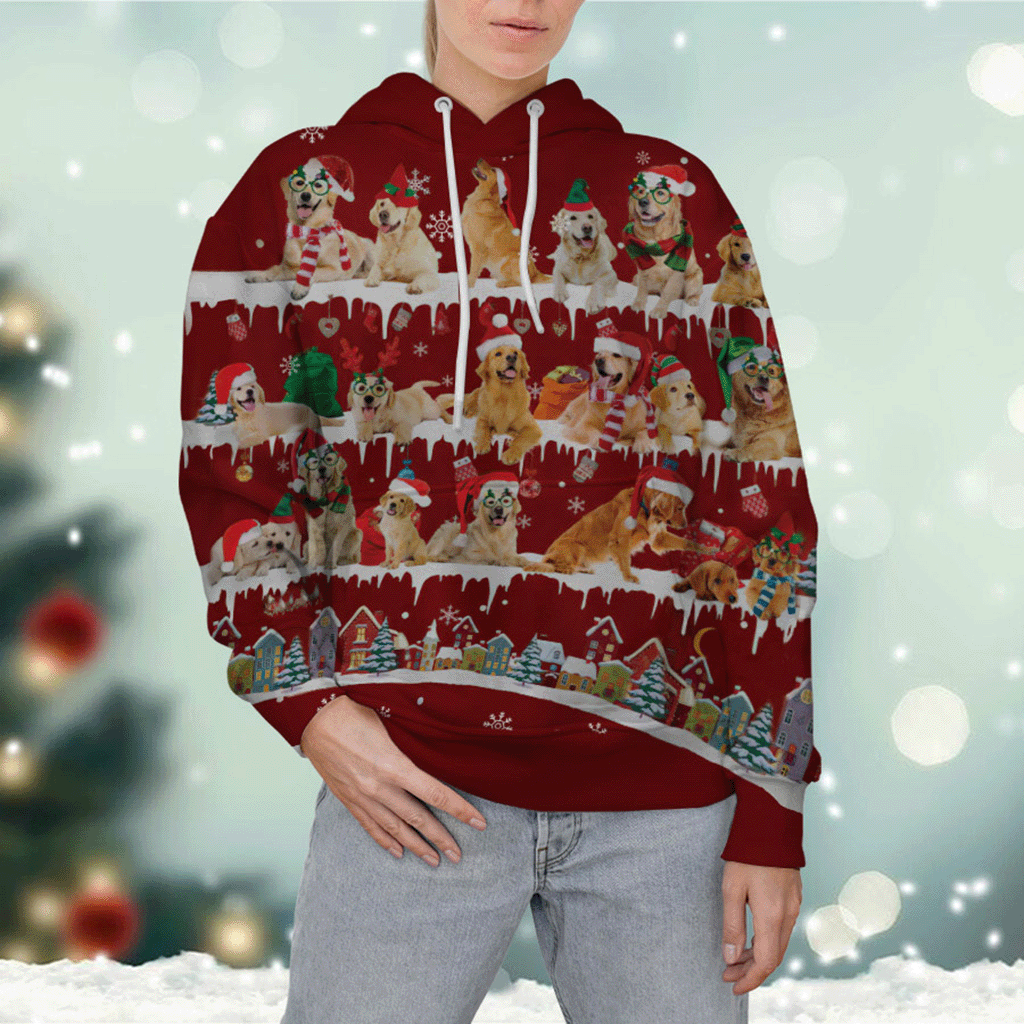 Golden Retriever - Snow Christmas - 3D Hoodie