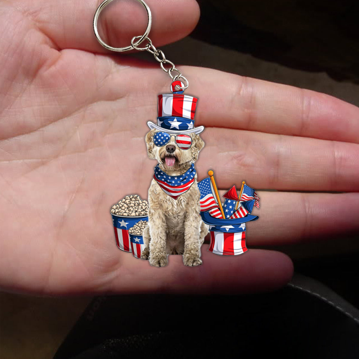 Goldendoodle 1-July Stuff Flat Acrylic Keychain