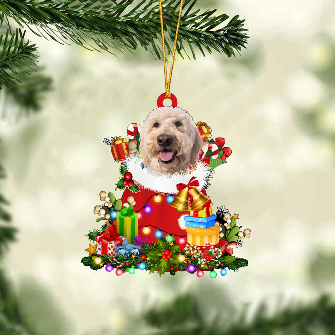 Goldendoodle-Christmas Bag Gift-Two Sided Ornament