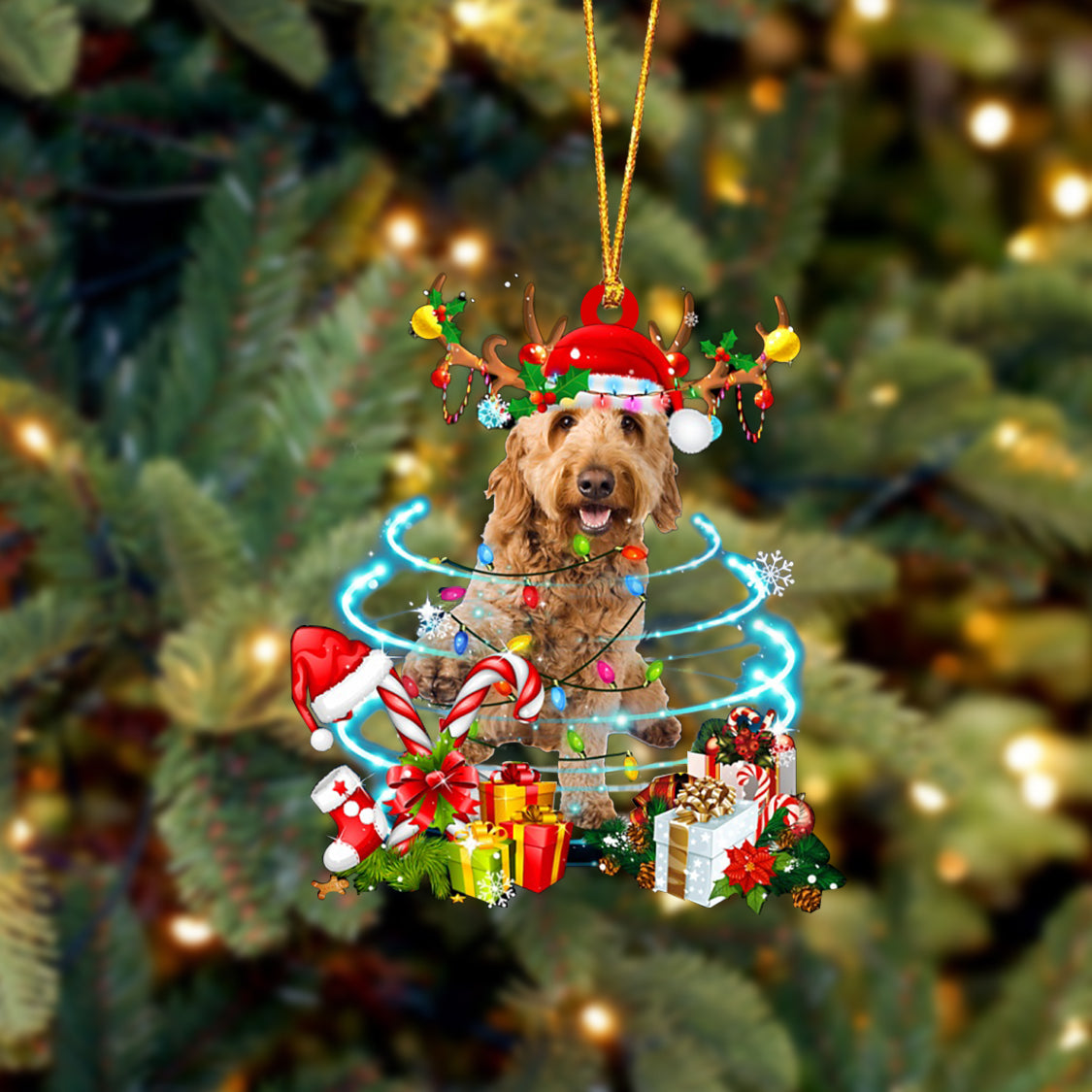 Goldendoodle-Christmas Candy&amp;Gift-Two Sided Ornament