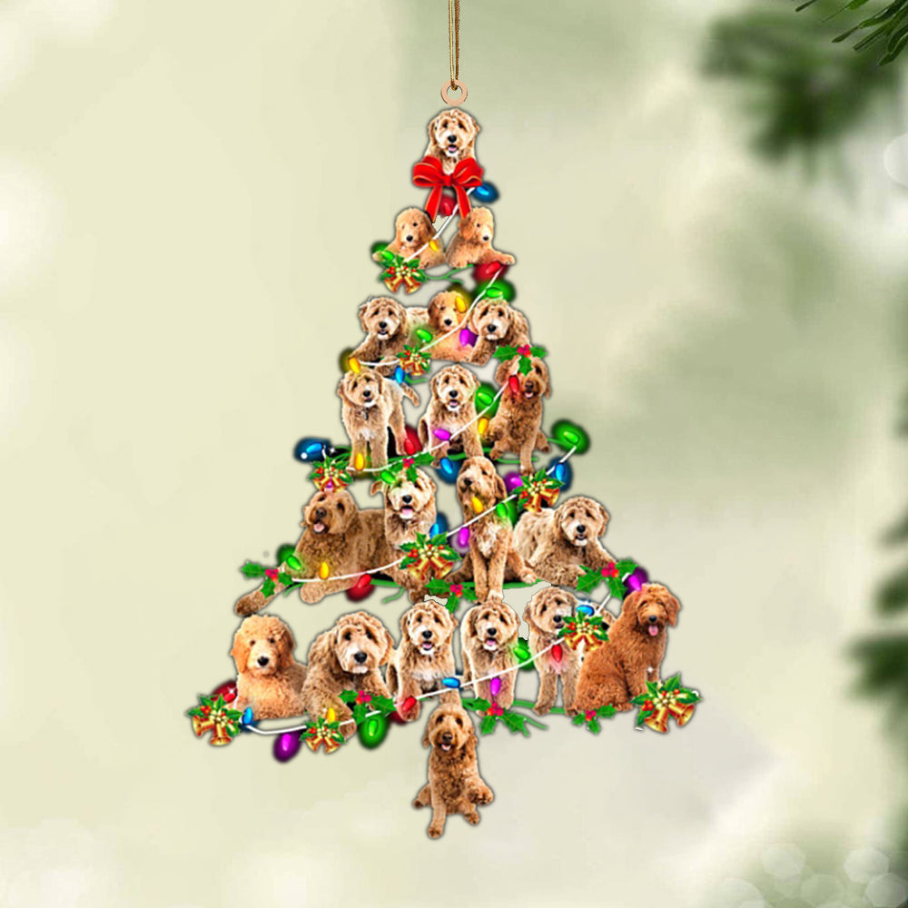 Goldendoodle-Christmas Tree Lights-Two Sided Ornament