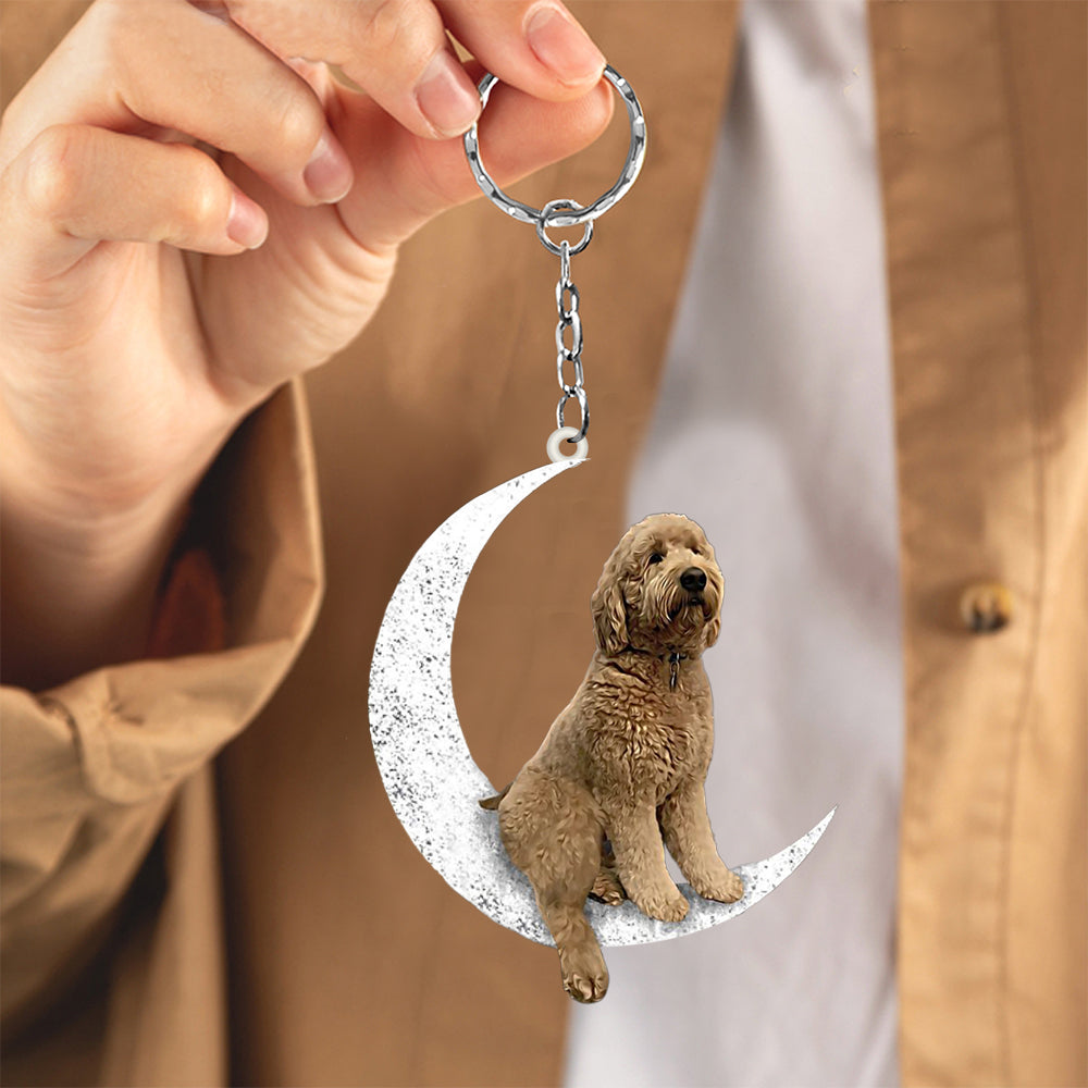 Goldendoodle-Sit On The Moon Keychain