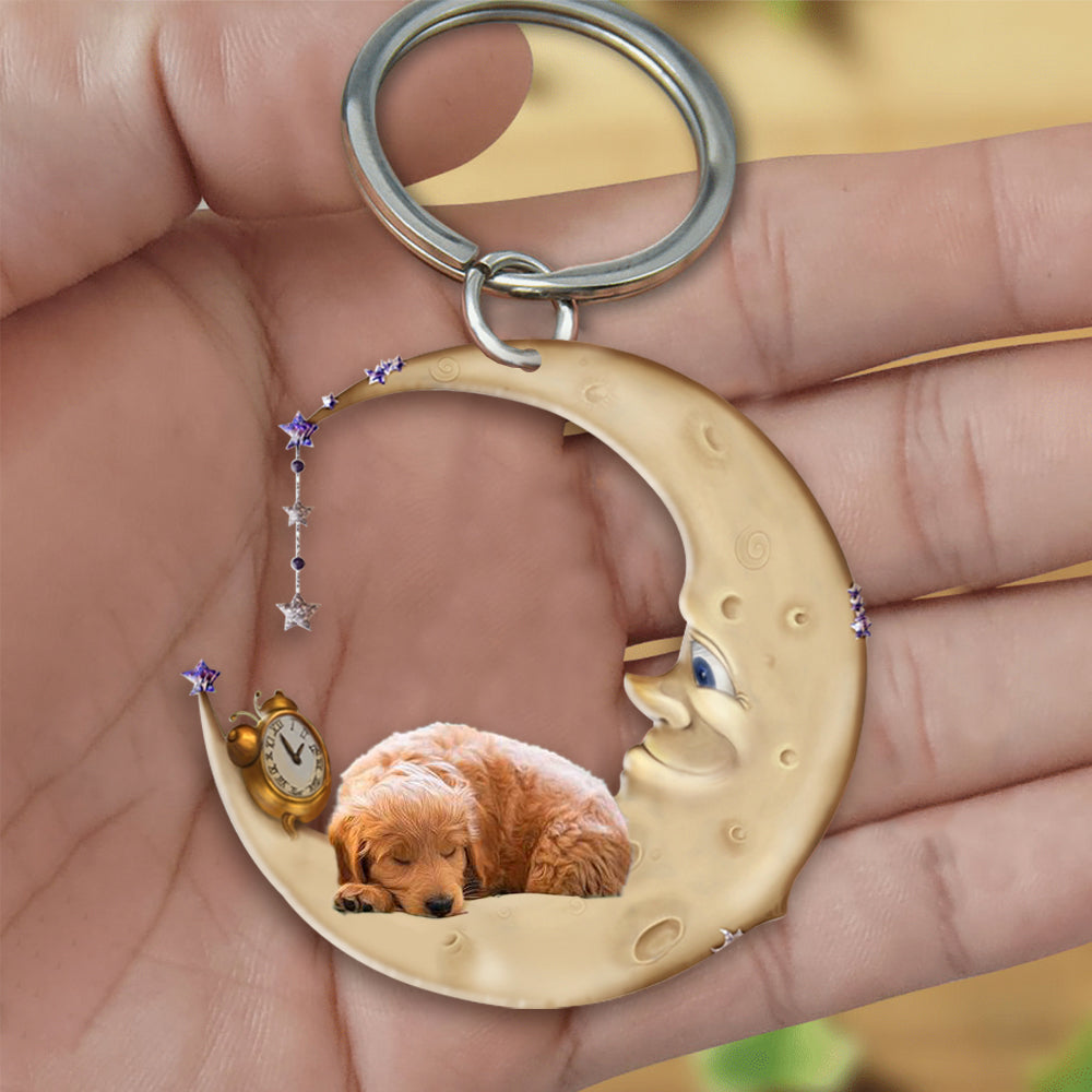 Goldendoodle-Sleeping on the moon Keychain