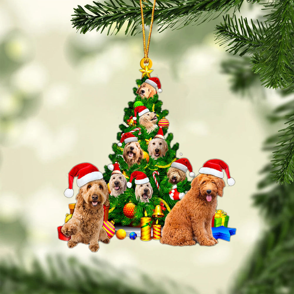 Goldendoodle-Xmas Tree&amp;Dog-Two Sided Ornament
