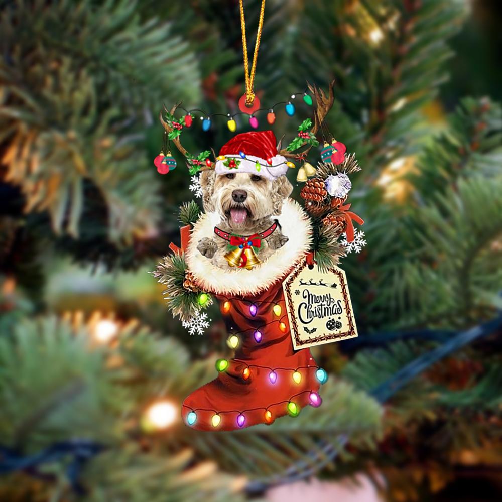 Goldendoodle 1-Xmas Boot-Two Sided Ornament