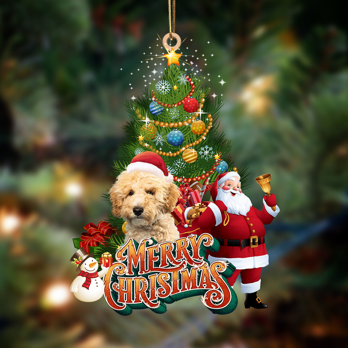 Goldendoodle 3-Christmas Tree&amp;Dog Hanging Ornament