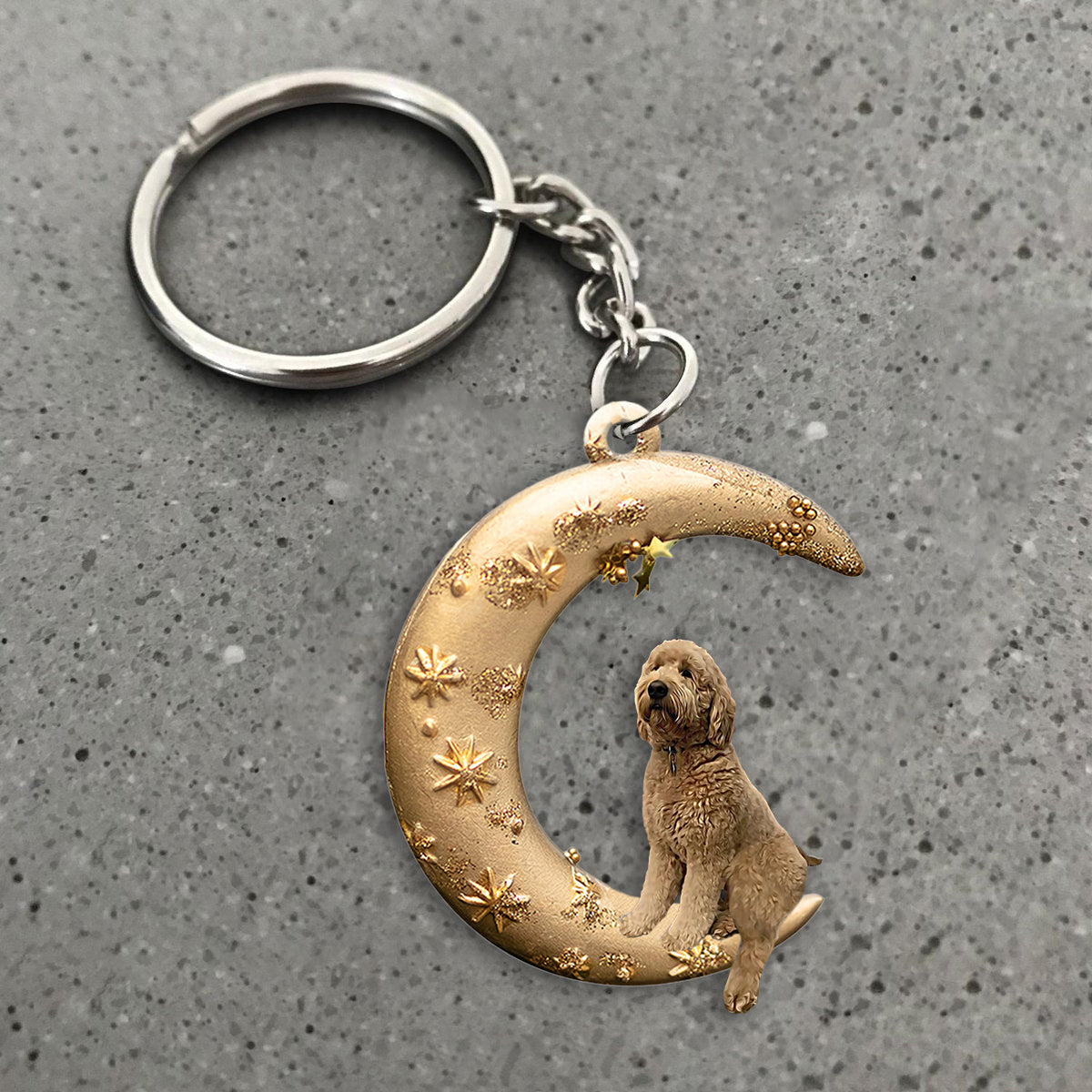 Goldendoodle-Dog &amp; Moon Flat Acrylic Keychain