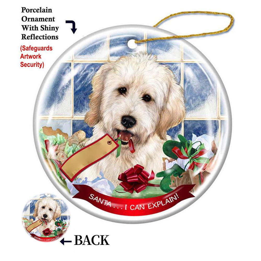 Goldendoodle White Porcelain Hanging Ornament