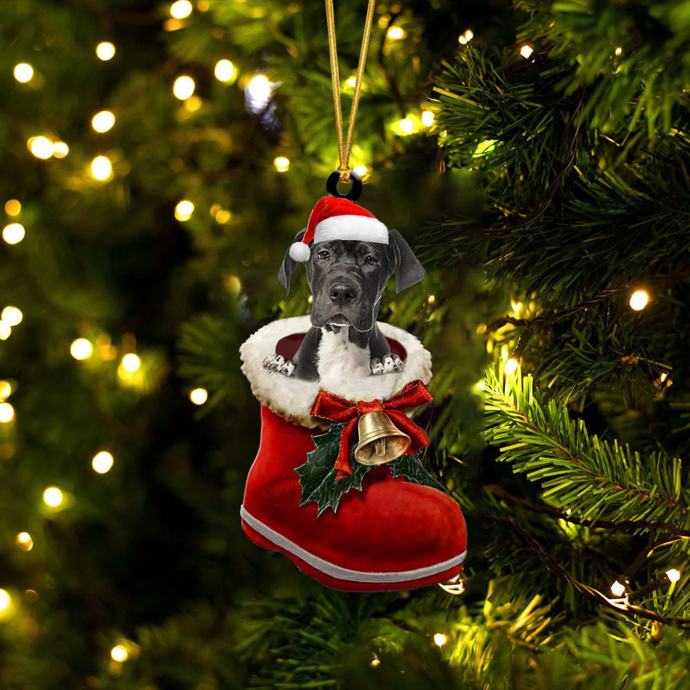 Goldendoodle(Black)2-1-In Santa Boot Christmas-Two Sided Ornament