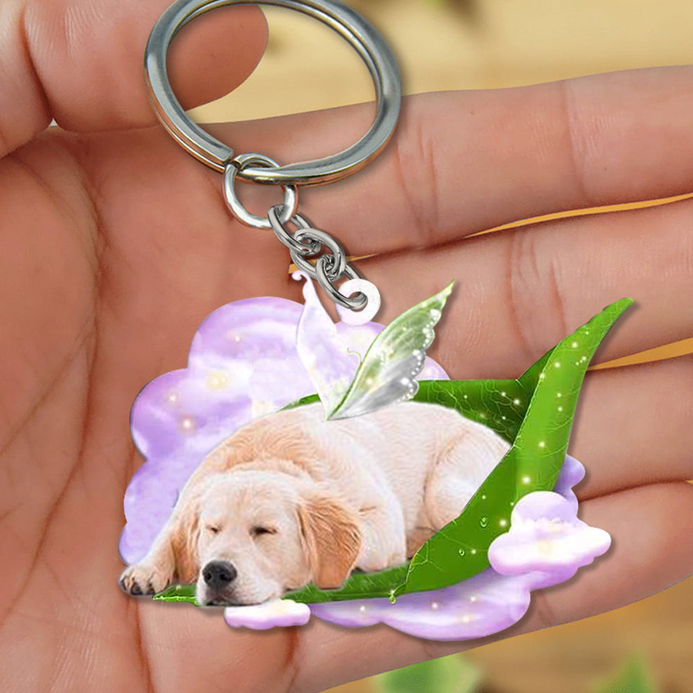 Golden retriever-Sleep On Fallen Leaves Flat Acrylic Keychain