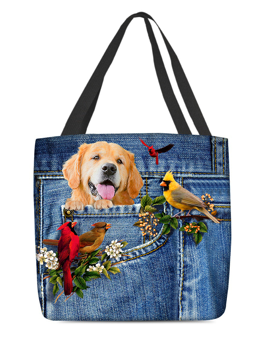 Golden retriever-Cardinal &amp; Dog Cloth Tote Bag