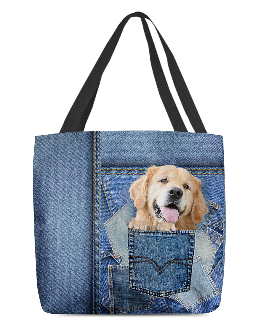 Golden retriever-in pocket2-Cloth Tote Bag