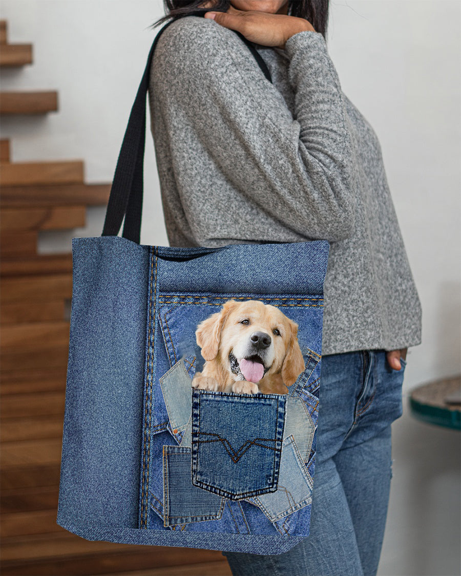 Golden retriever-in pocket2-Cloth Tote Bag