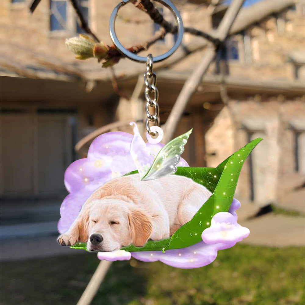 Golden retriever-Sleep On Fallen Leaves Flat Acrylic Keychain