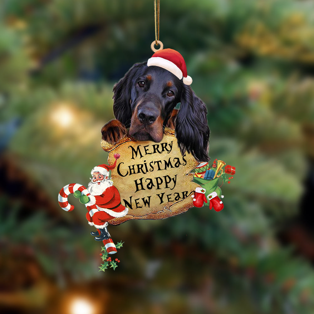 Gordon Setter-Christams &amp; New Year Two Sided Ornament