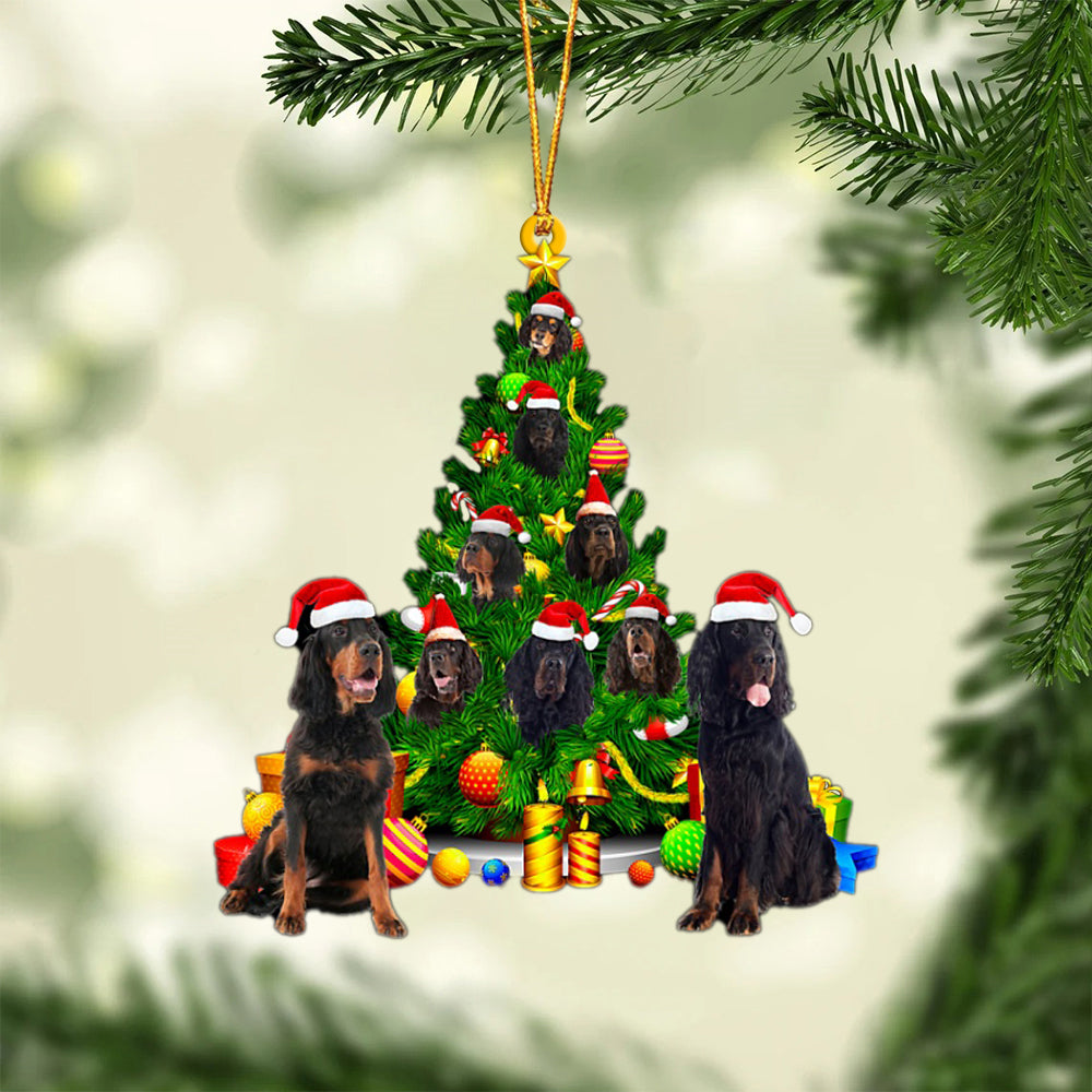 Gordon Setter-Xmas Tree&amp;Dog-Two Sided Ornament