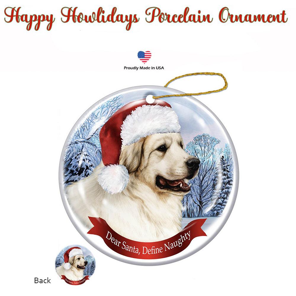 Great Pyrenese Santa Hat Porcelain Christmas Ornament