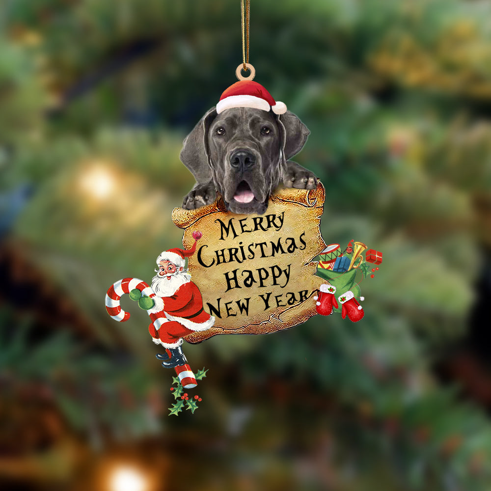 Great Dane-Christams &amp; New Year Two Sided Ornament