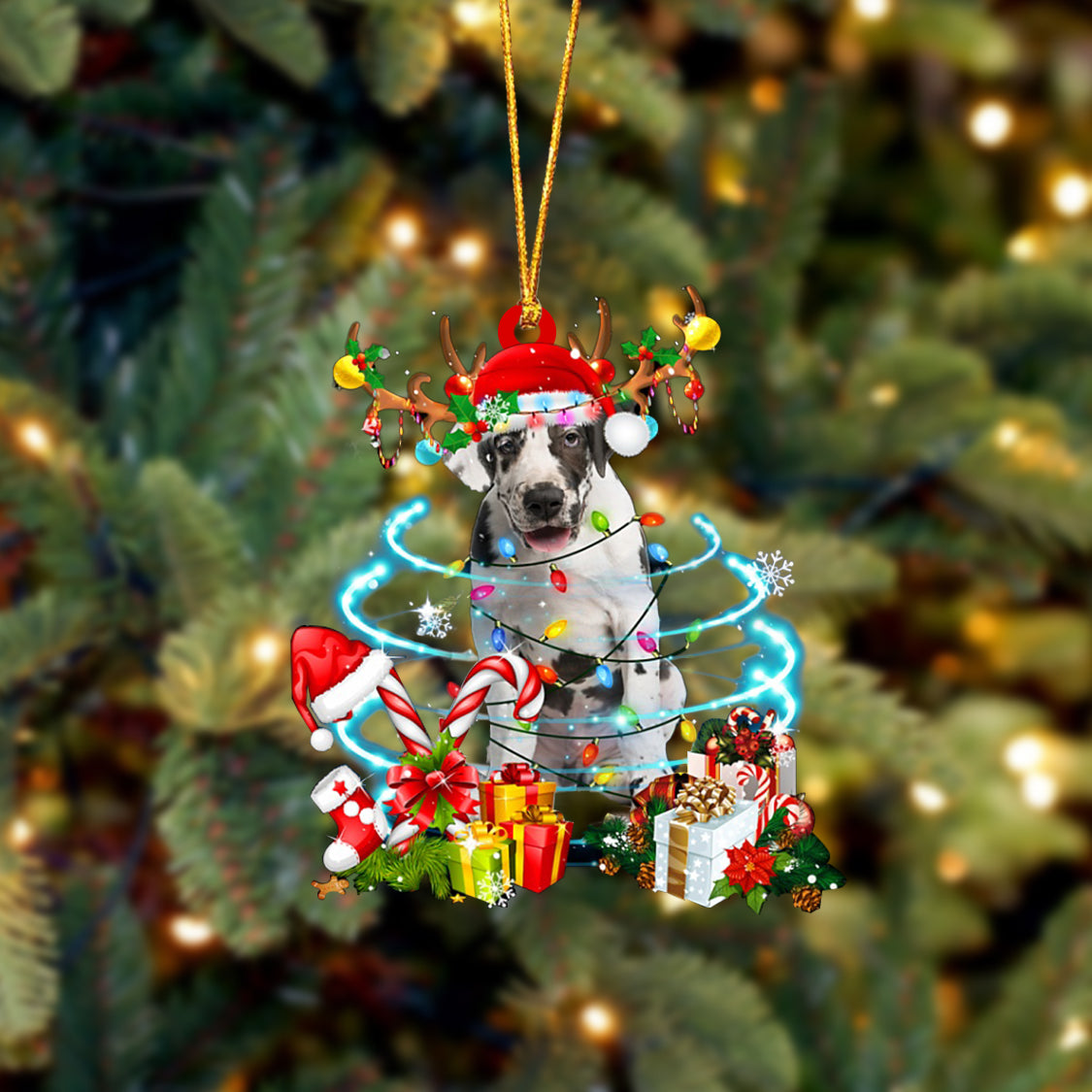 Great Dane-Christmas Candy&amp;Gift-Two Sided Ornament