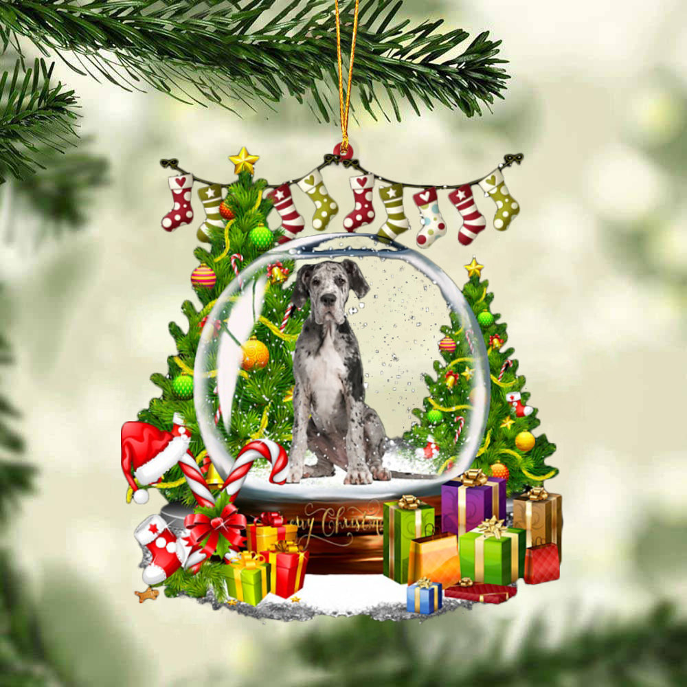 Great Dane-Christmas Crystal Box Dog-Two Sided Ornament