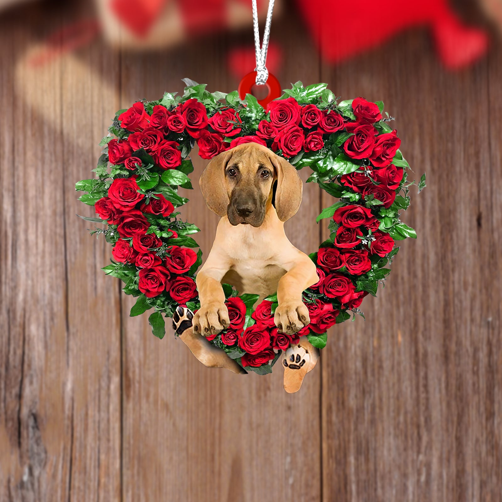 Great Dane-Heart Wreath Two Sides Ornament