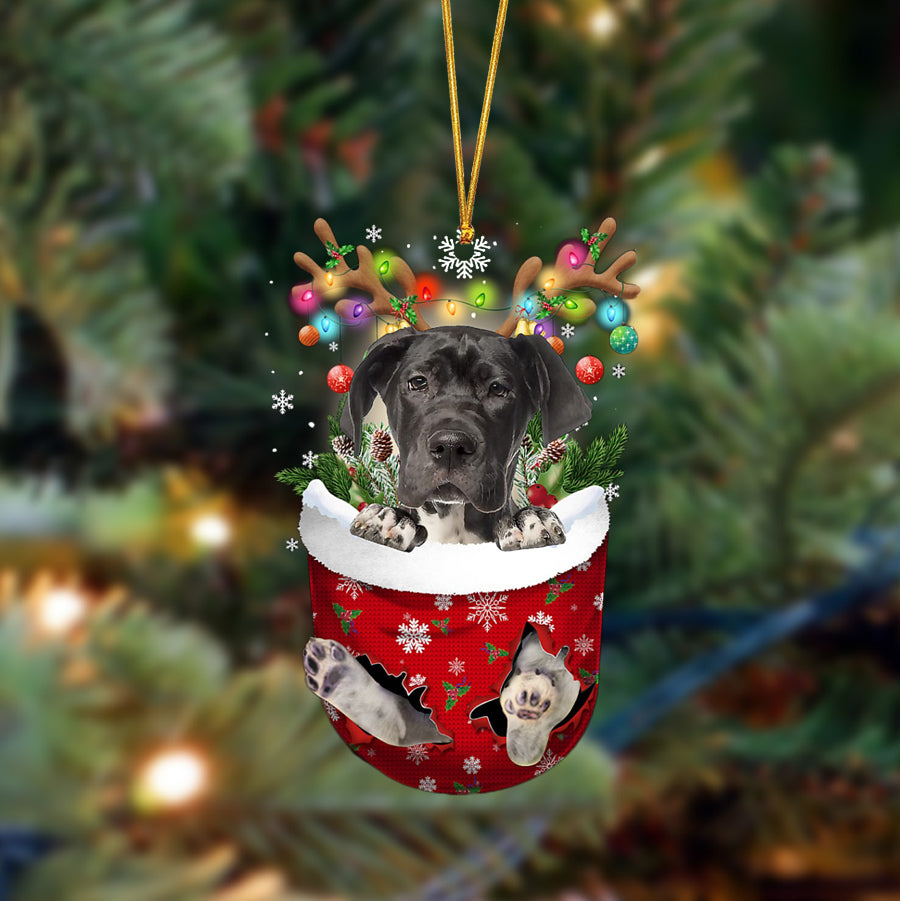 Great Dane-In Christmas Pocket Two Sides Ornament