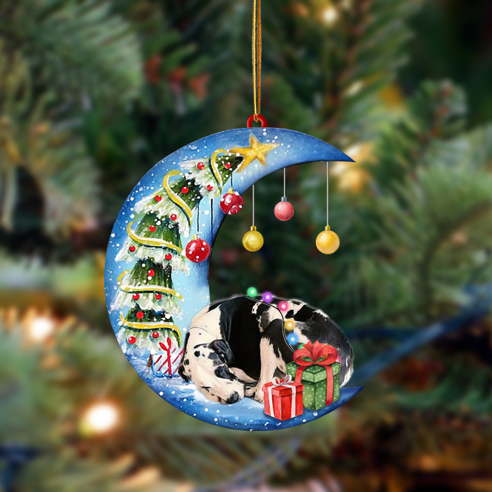 Great Dane-Sleep On The Moon Christmas Two Sided Ornament