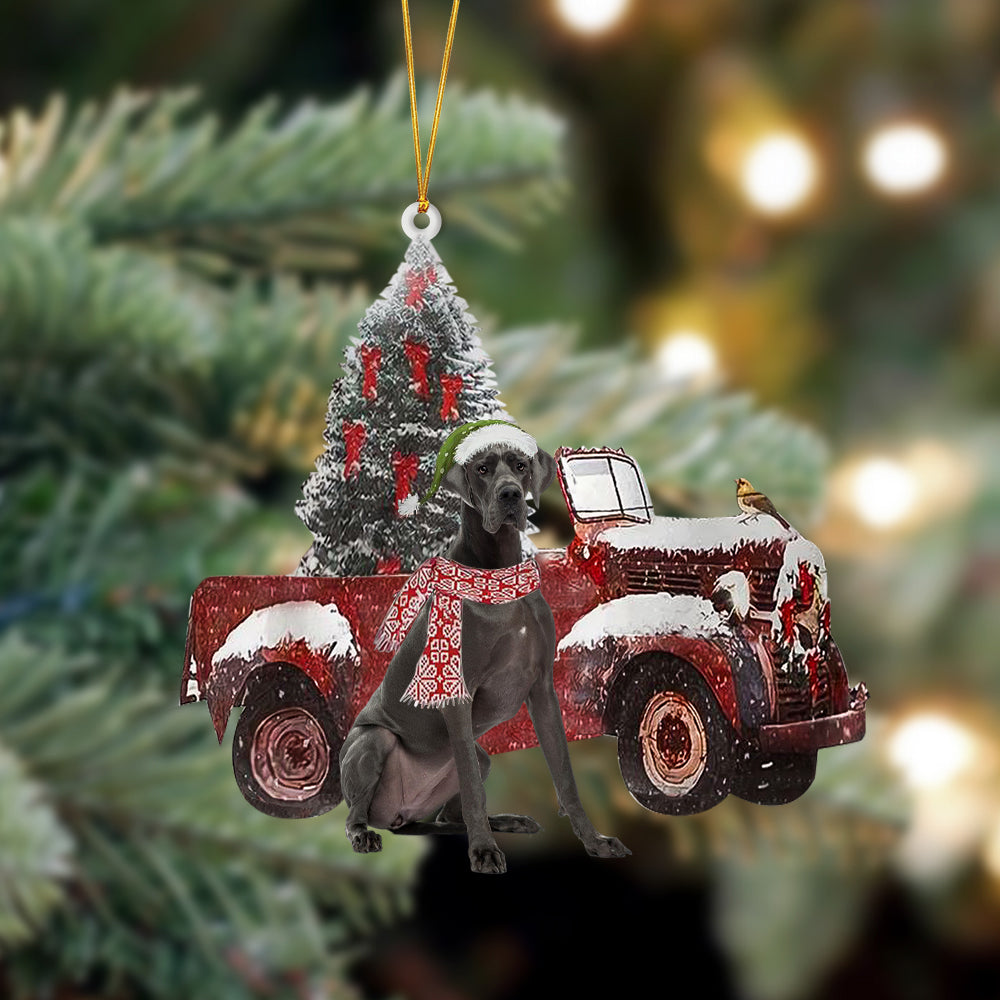 Great Dane 1-Christmas Truck Two Sided Ornament