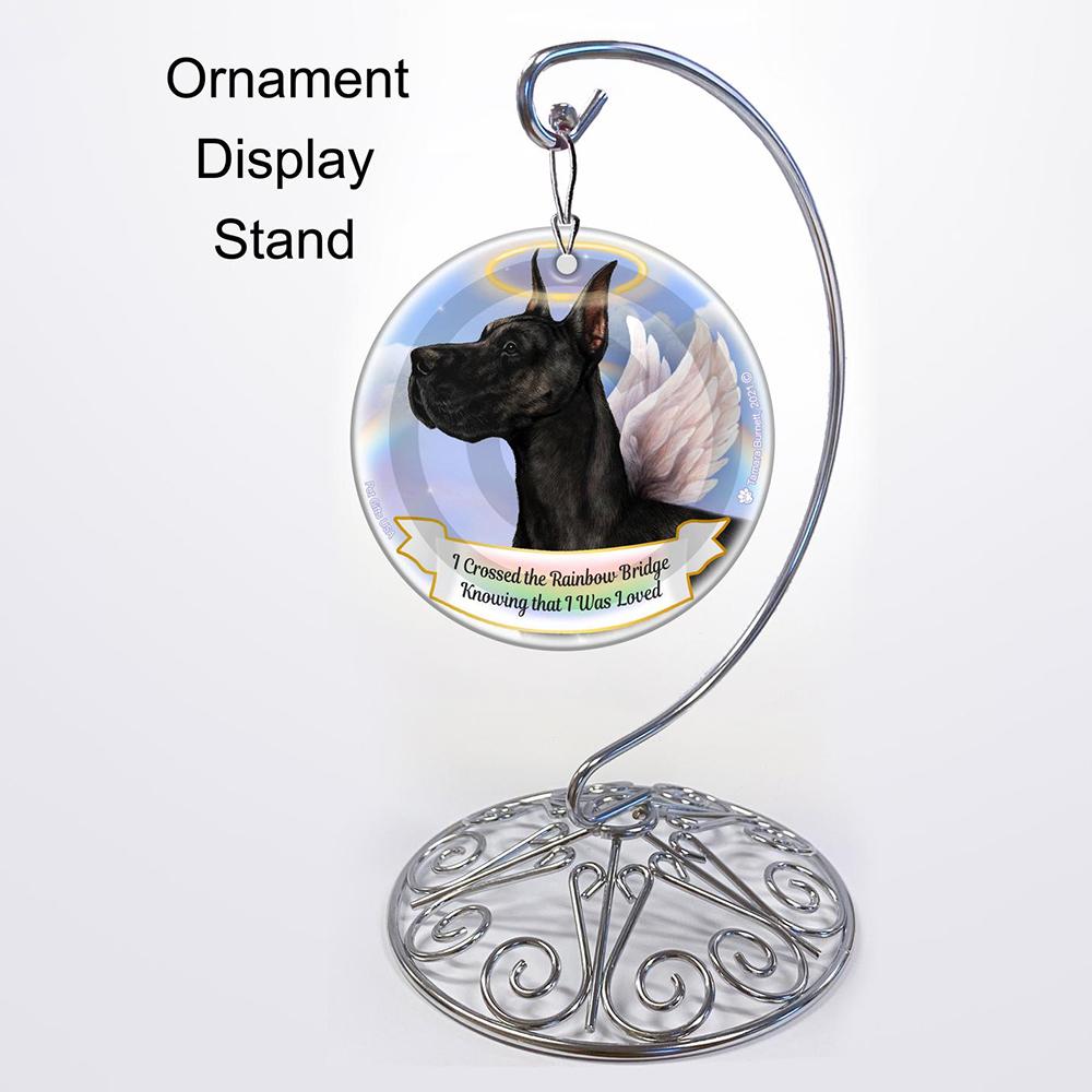 Rainbow Bridge Memorial-Great Dane Black Cropped Porcelain Hanging Ornament