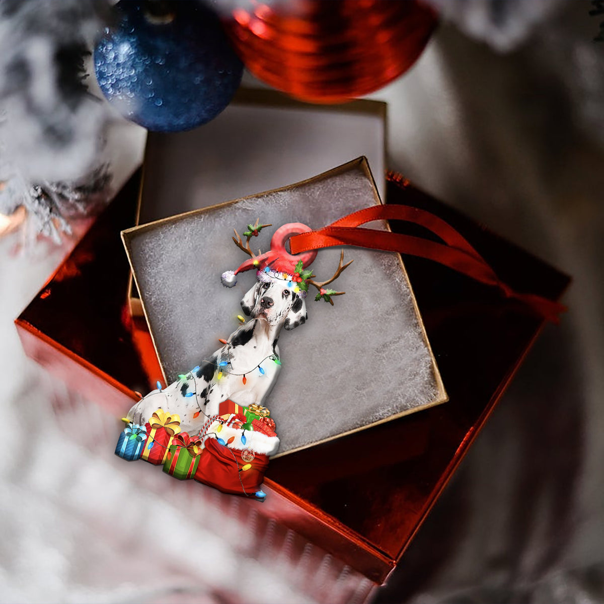 Great Dane Christmas Shape Ornament