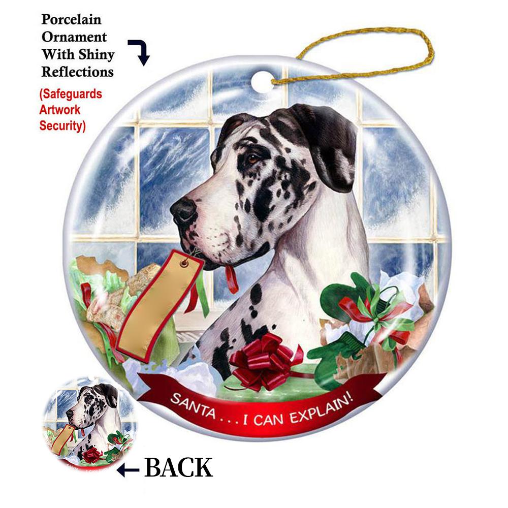 Great Dane Harlquin Drop Porcelain Hanging Ornament