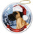 Great Dane (Uncropped) Fawn Santa Hat Porcelain Christmas Ornament