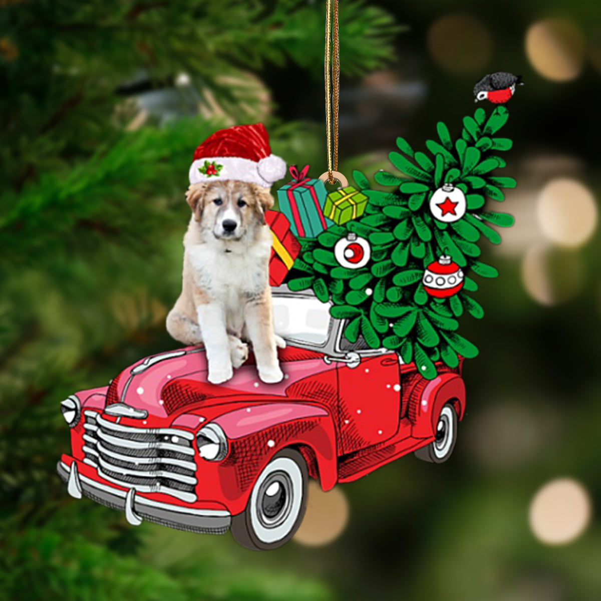 Great Pyrenees 1-Pine Truck Hanging Ornament
