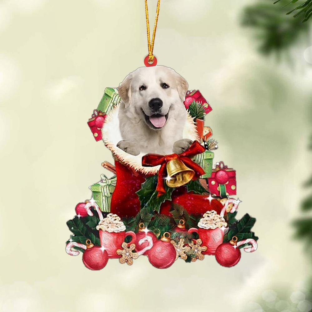 Great Pyrenees 2-Red Boot Hanging Ornament