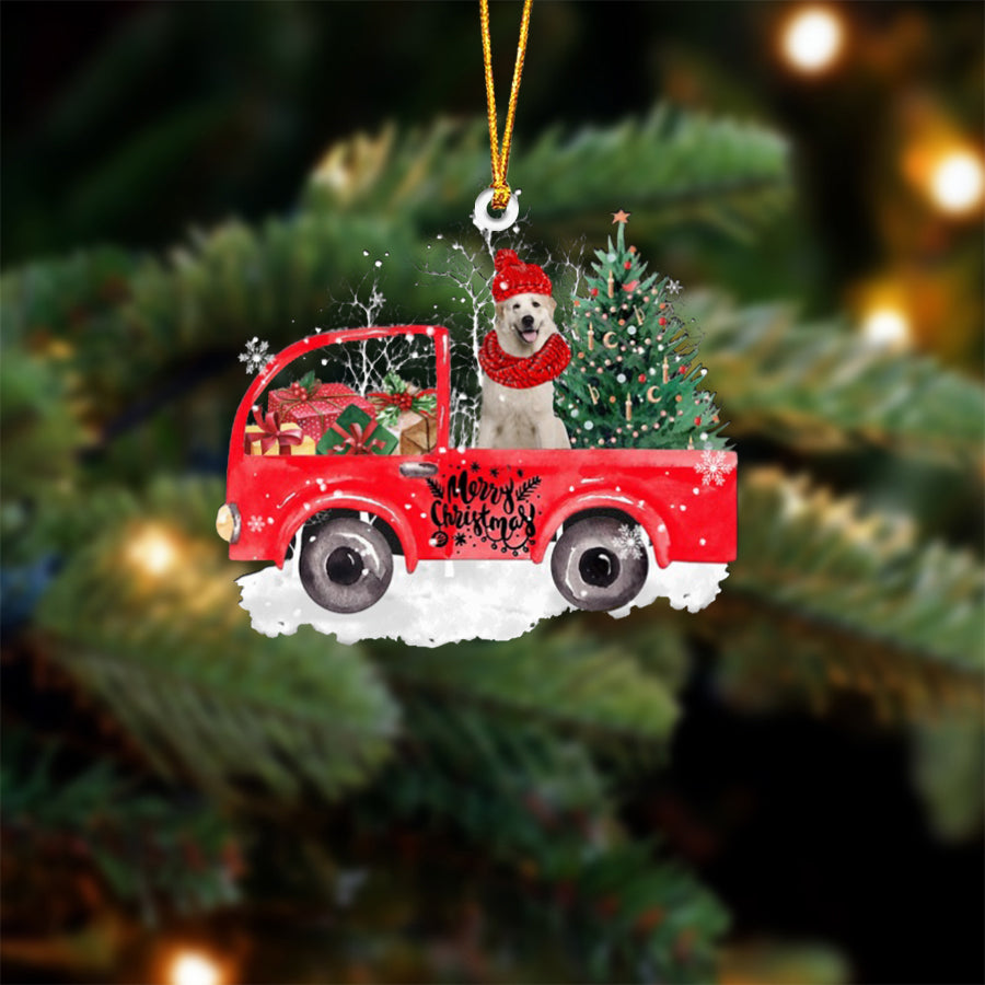 Great Pyrenees 2-Xmas Truck-Two Sided Ornament