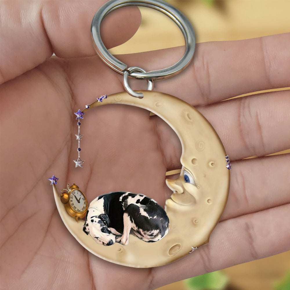 Great dane-Sleeping on the moon Keychain
