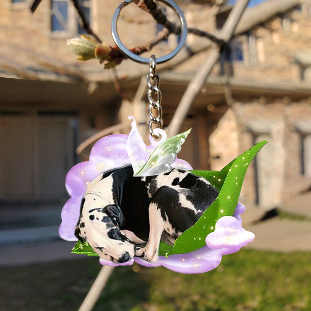 Great dane-Sleep On Fallen Leaves Flat Acrylic Keychain
