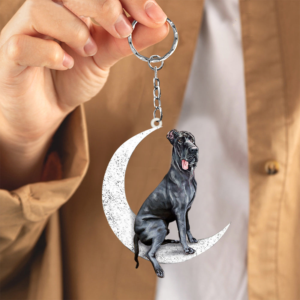 Great dane-Sit On The Moon Keychain