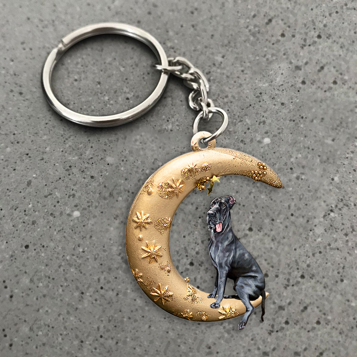 Great dane-Dog &amp; Moon Flat Acrylic Keychain