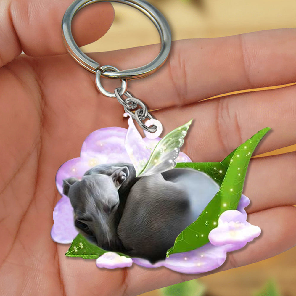 Greyhound-Sleep On Fallen Leaves Flat Acrylic Keychain
