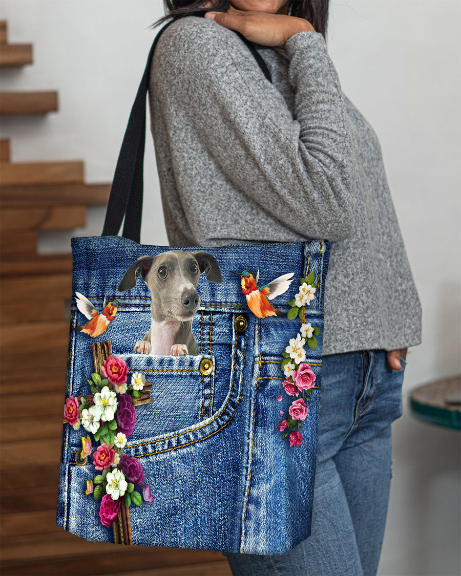 Greyhound-Cardinal &amp; Cross Flower Cloth Tote Bag