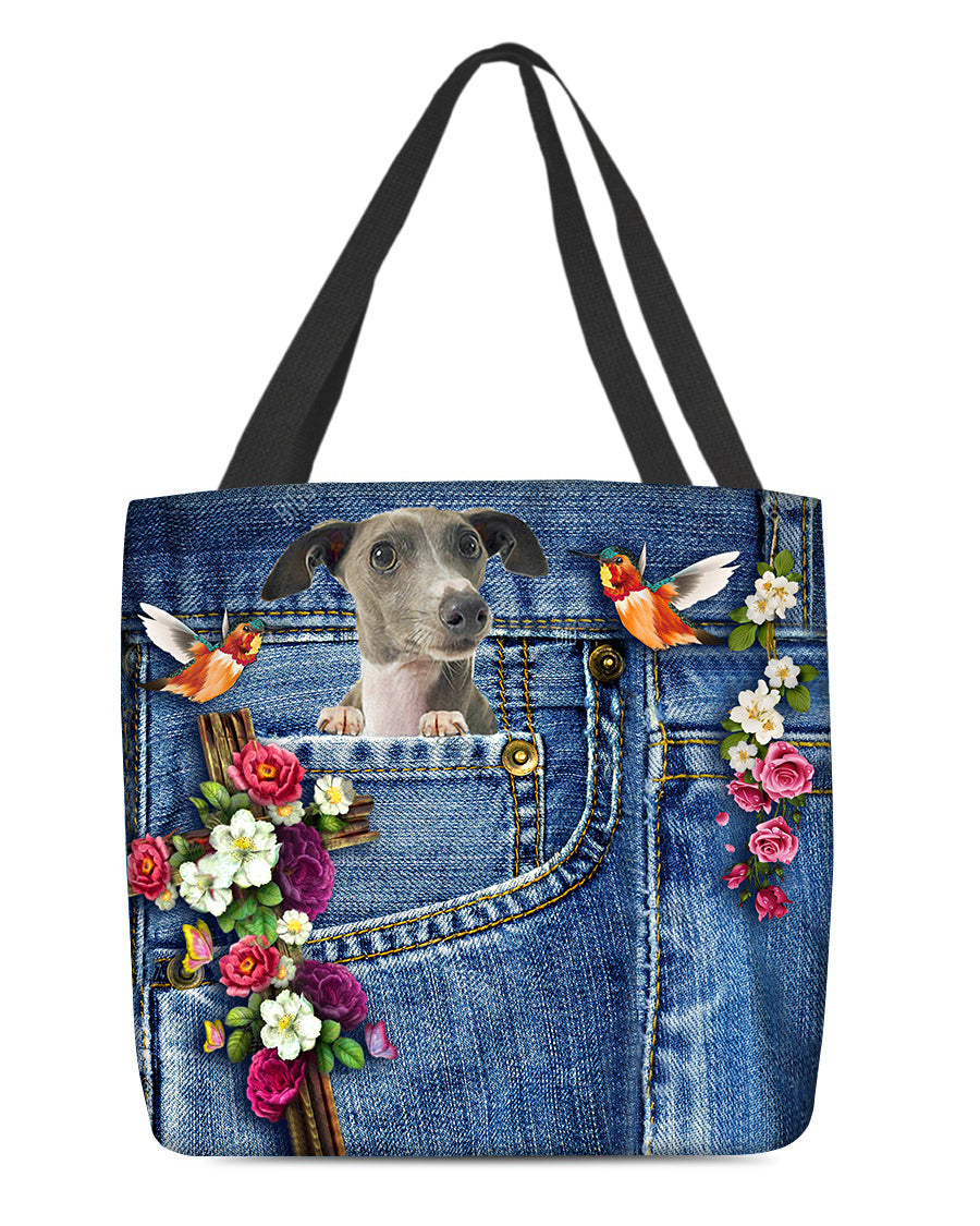 Greyhound-Cardinal &amp; Cross Flower Cloth Tote Bag