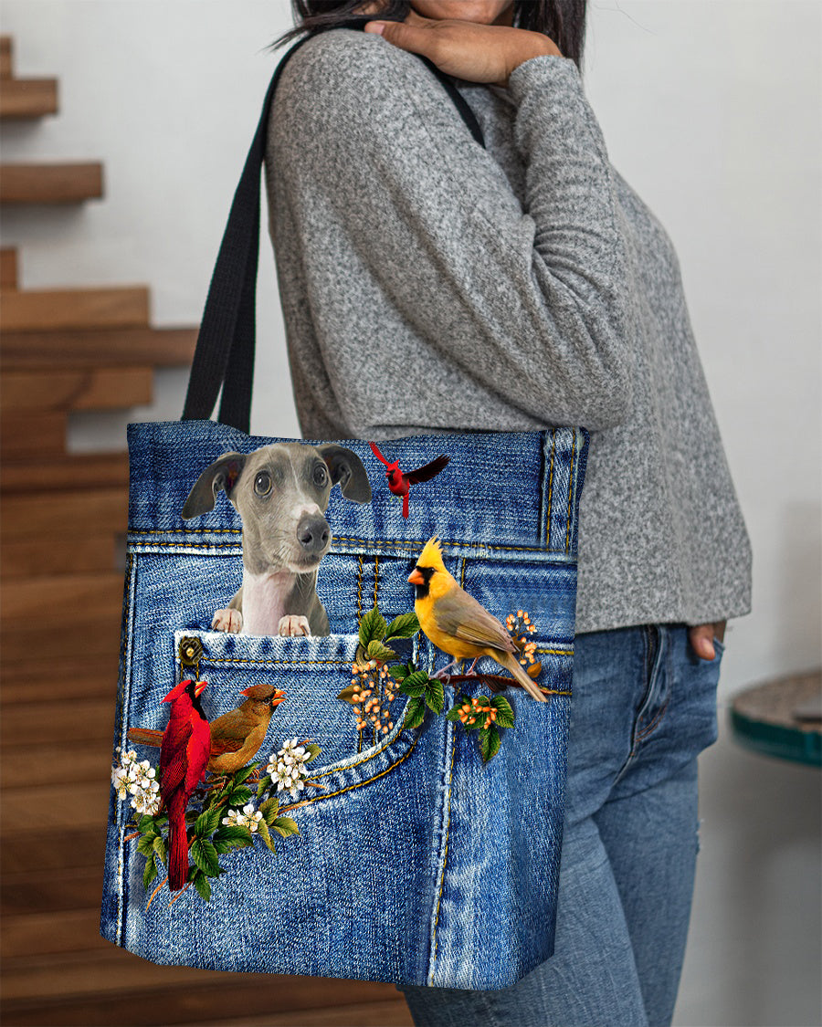 Greyhound-Cardinal &amp; Dog Cloth Tote Bag