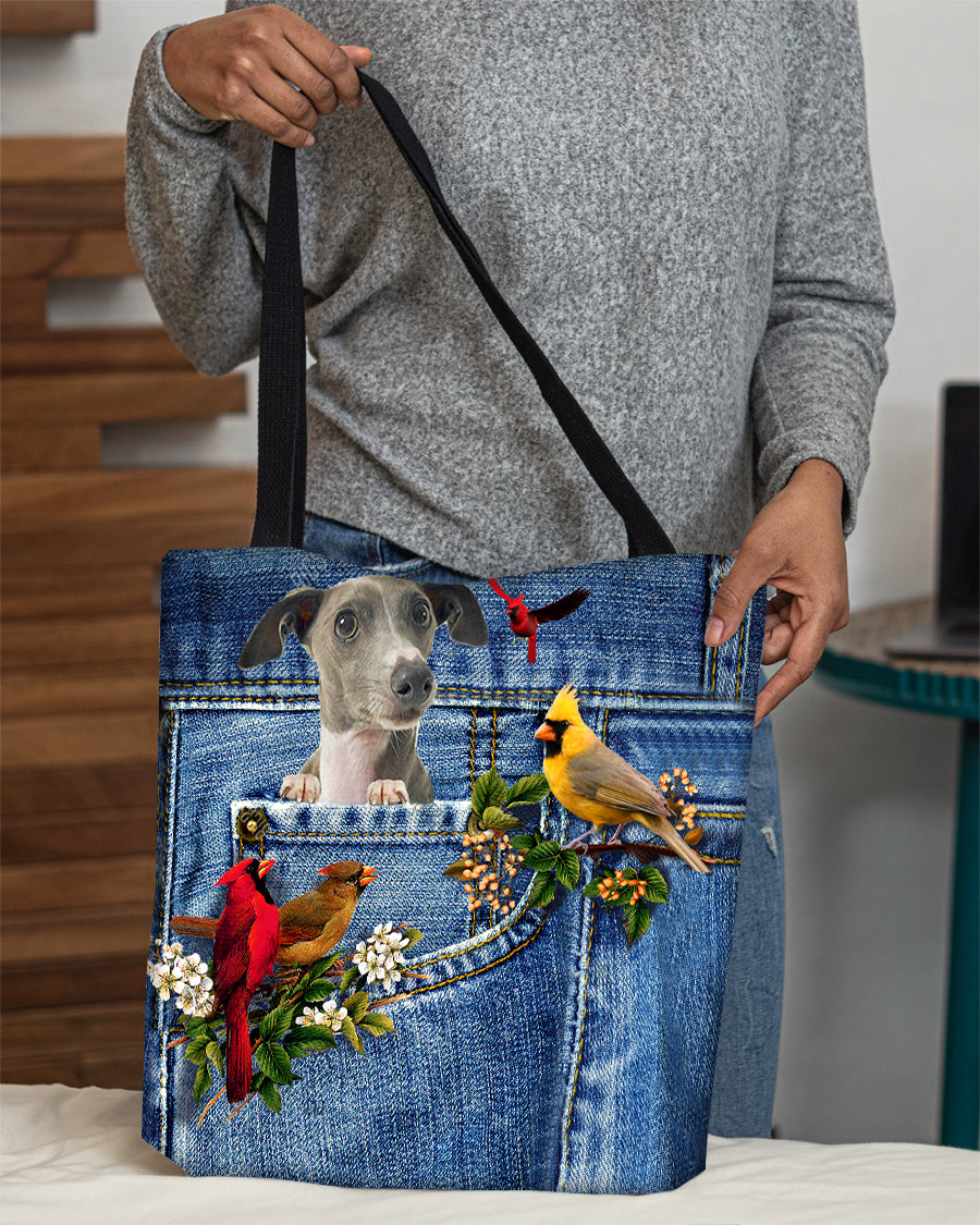 Greyhound-Cardinal &amp; Dog Cloth Tote Bag