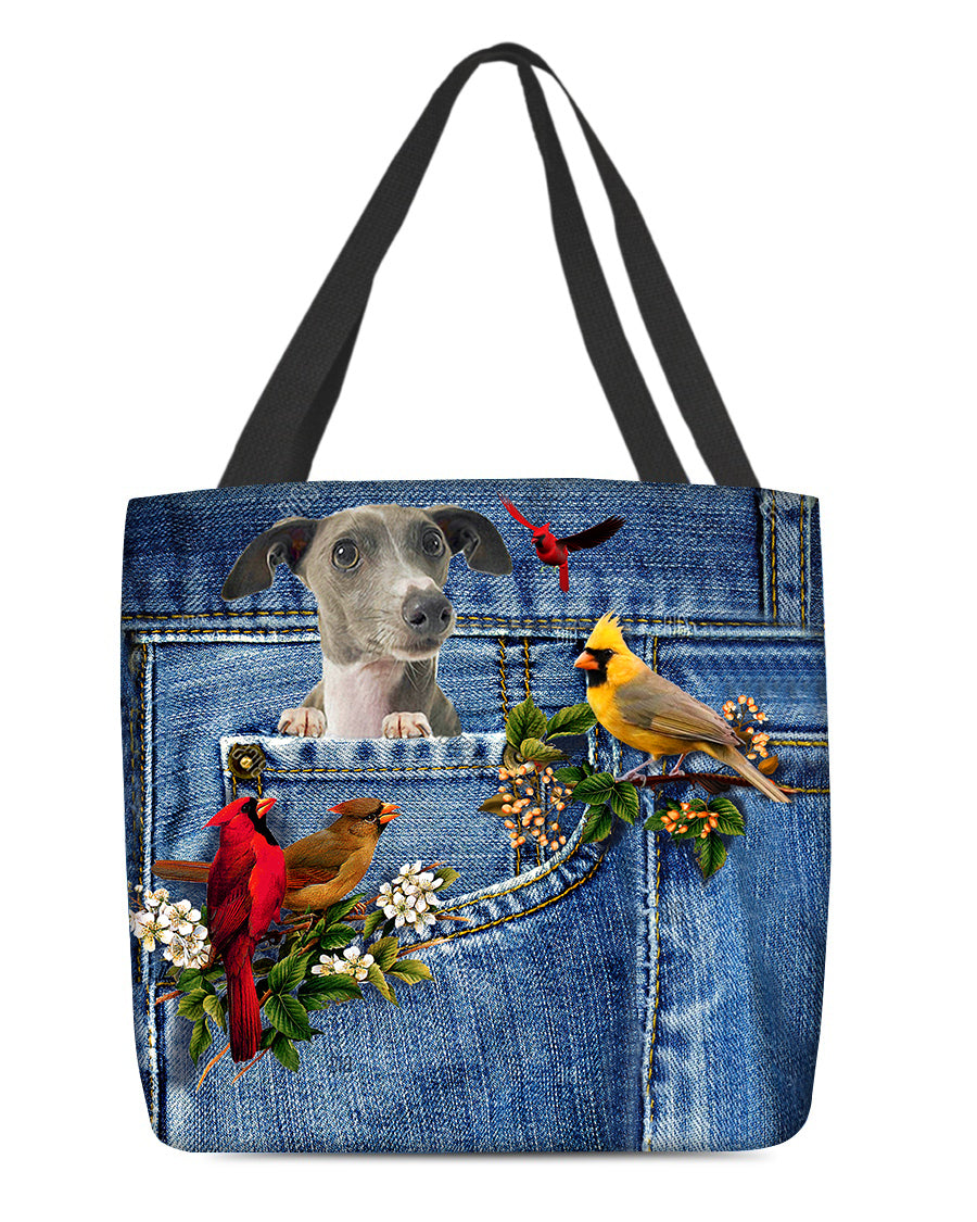 Greyhound-Cardinal &amp; Dog Cloth Tote Bag